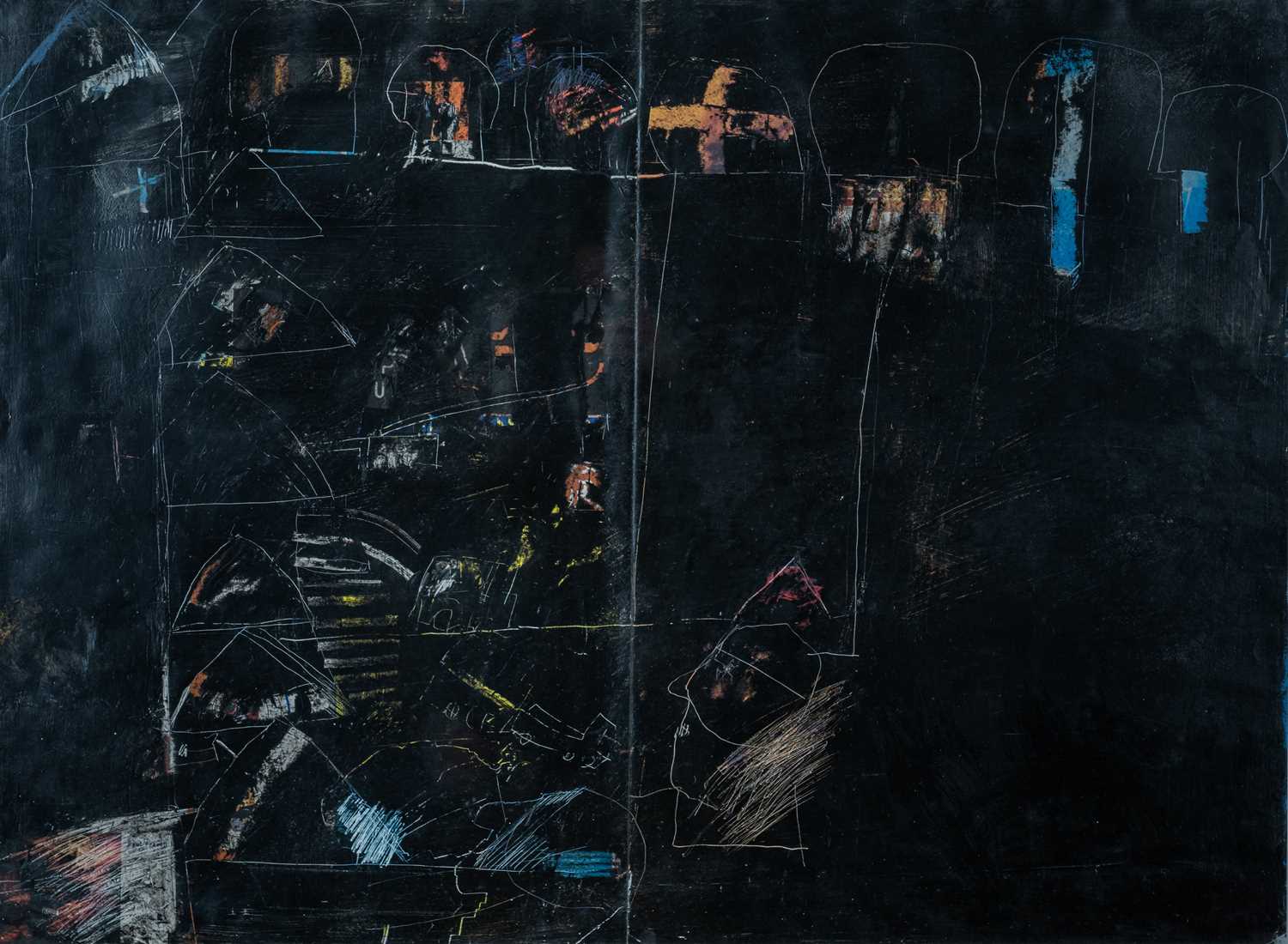 ‡ ROGER CECIL (Welsh 1942-2015) large mixed media on card - abstract, 59 x 81cms Provenance: private