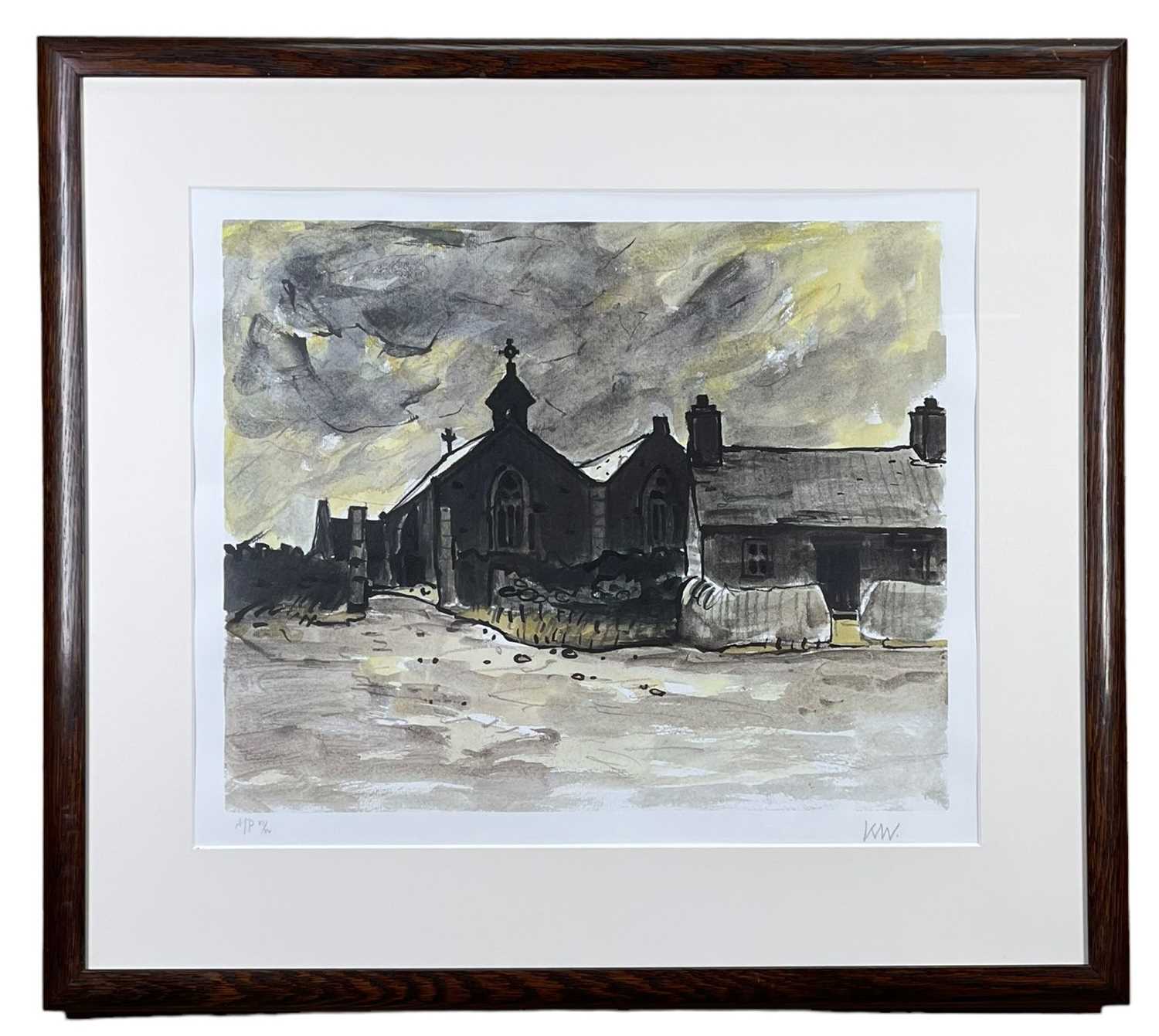 ‡ SIR KYFFIN WILLIAMS RA limited edition (artists proof) lithograph - cottages and chapel at - Image 2 of 2