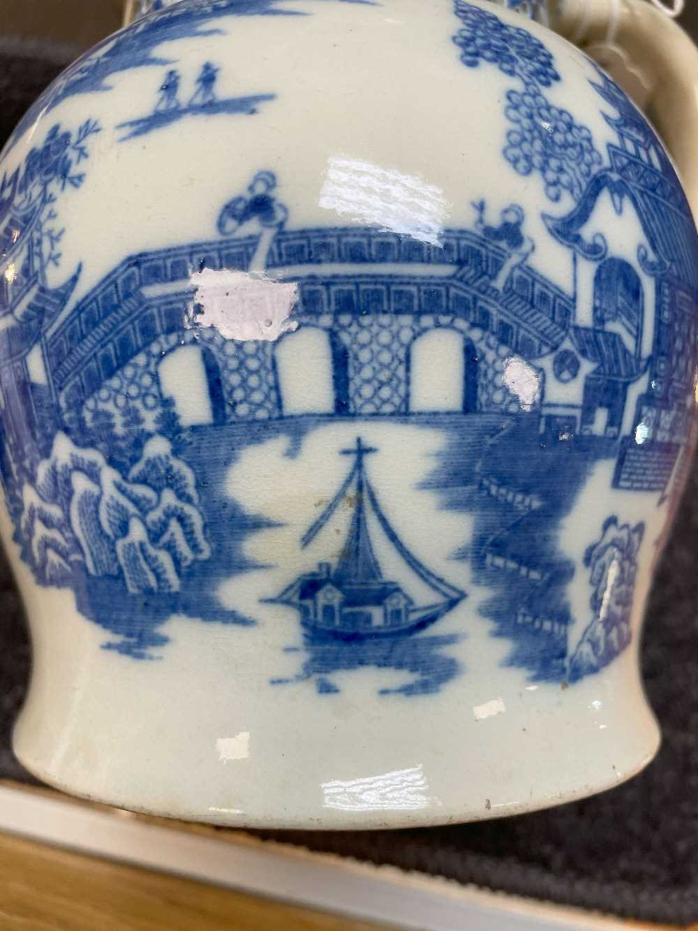 SWANSEA CAMBRIAN PEARLWARE PUZZLE JUG circa 1810, printed in blue with the 'Longbridge' pattern, - Image 17 of 20