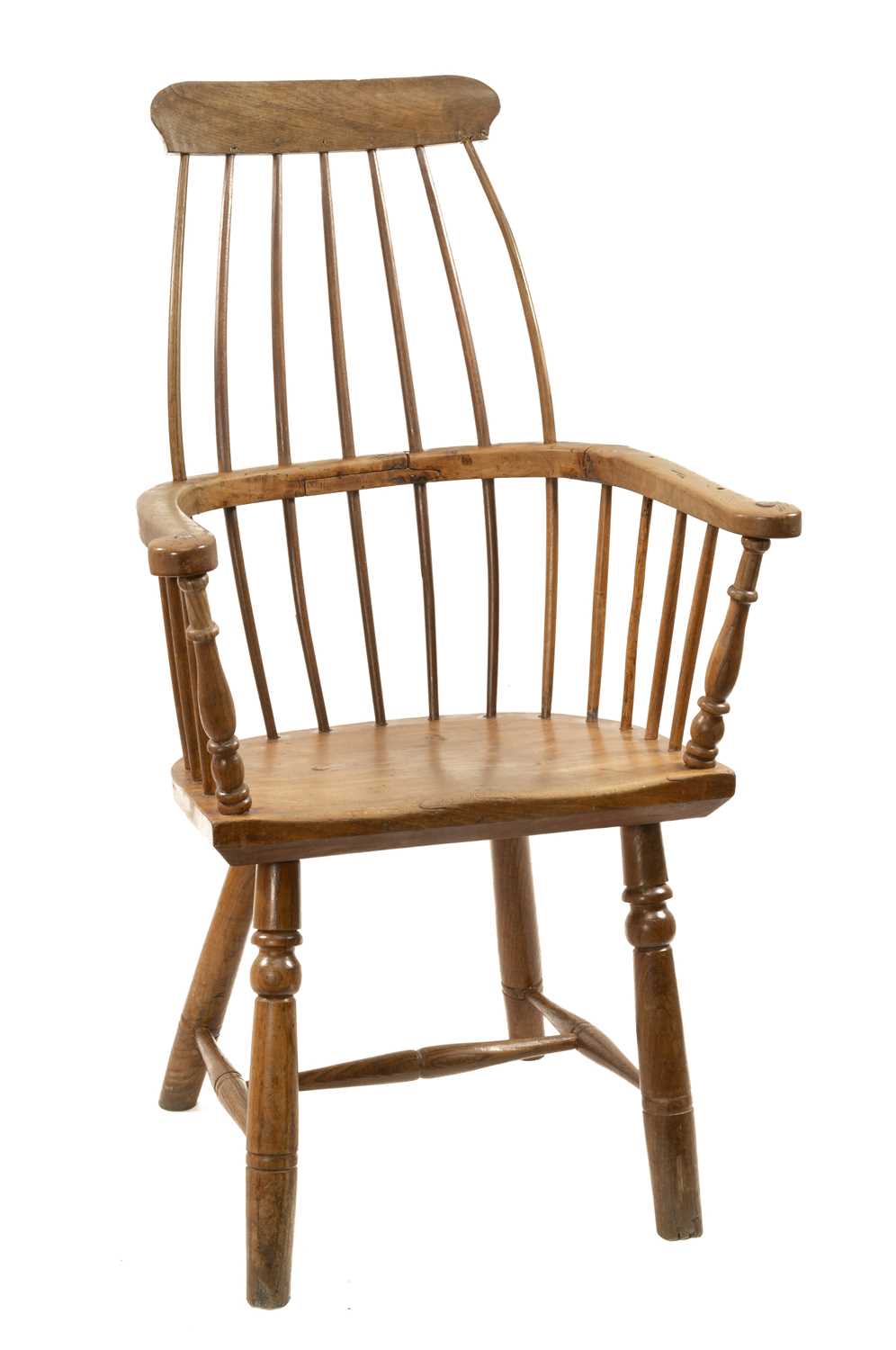 WELSH ELM AND ASH ARMCHAIR c. 1800, probably Swansea Valley, of 'lobster-pot' form, the back of - Image 2 of 46