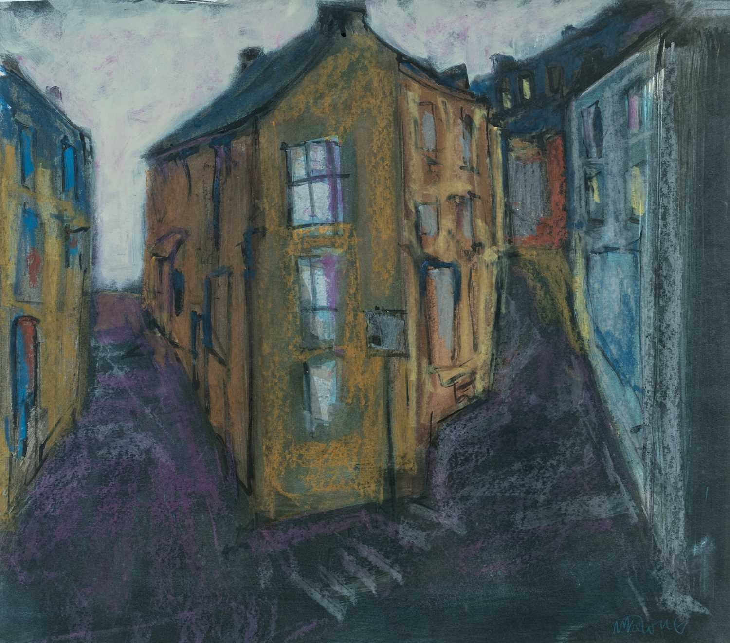 ‡ MIKE JONES (Welsh 1941-2022) mixed media - entitled verso, 'Ystalyfera', on Albany Gallery
