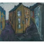 ‡ MIKE JONES (Welsh 1941-2022) mixed media - entitled verso, 'Ystalyfera', on Albany Gallery