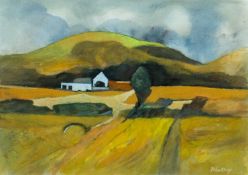 ‡ JOHN ELWYN (Welsh 1916-1997) gouache on paper - entitled verso, 'Approaching Rain', signed,