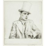EDGAR HOLLOWAY (1914-2008) etching - self-portrait, No.10 'The Grey Topper, 1937', signed, 19 x