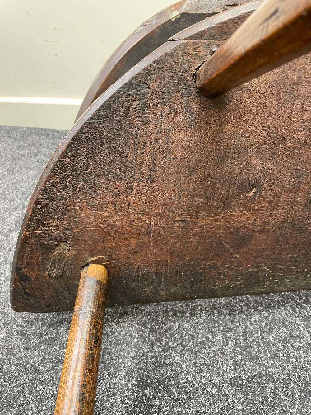 WELSH OAK, ELM & ASH YOKE-BACK CHAIR 18th Century, probably Cardiganshire, thick shaped rail above - Image 19 of 24