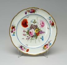 NANTGARW PORCELAIN PLATE circa 1817-1820. non-moulded border, interior decorated with large full
