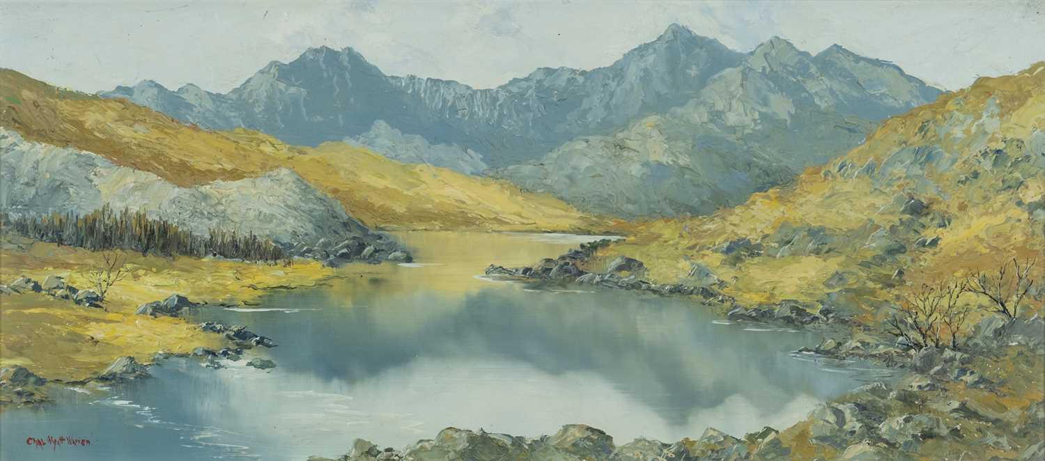 ‡ CHARLES WYATT WARREN (Welsh 1908-1993) oil on board - entitled verso, 'Snowdon From Llyn