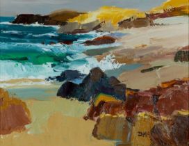 ‡ DONALD MCINTYRE (1923-2009) oil on canvas - entitled verso, 'Sea Iona II' on Tib Lane Gallery