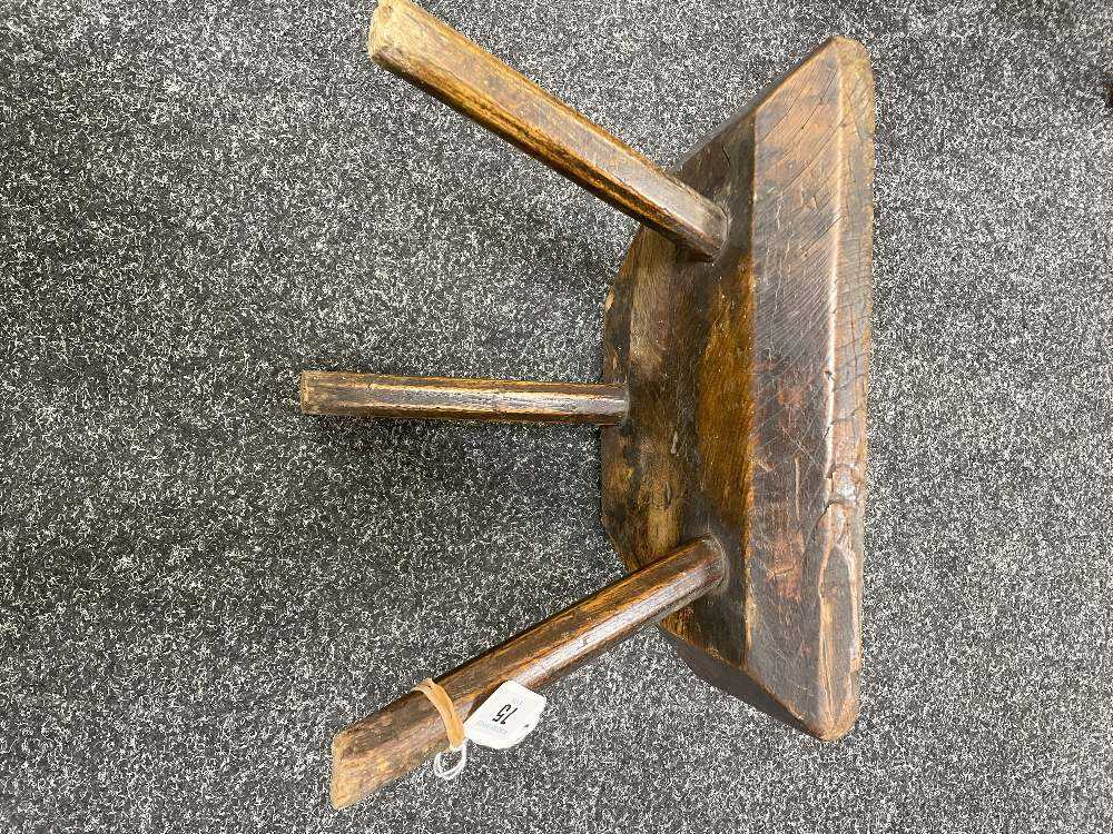 WELSH ASH MILKING STOOL, 19th Century, probably Carmarthenshire, the thick chamfered seat with - Image 7 of 14