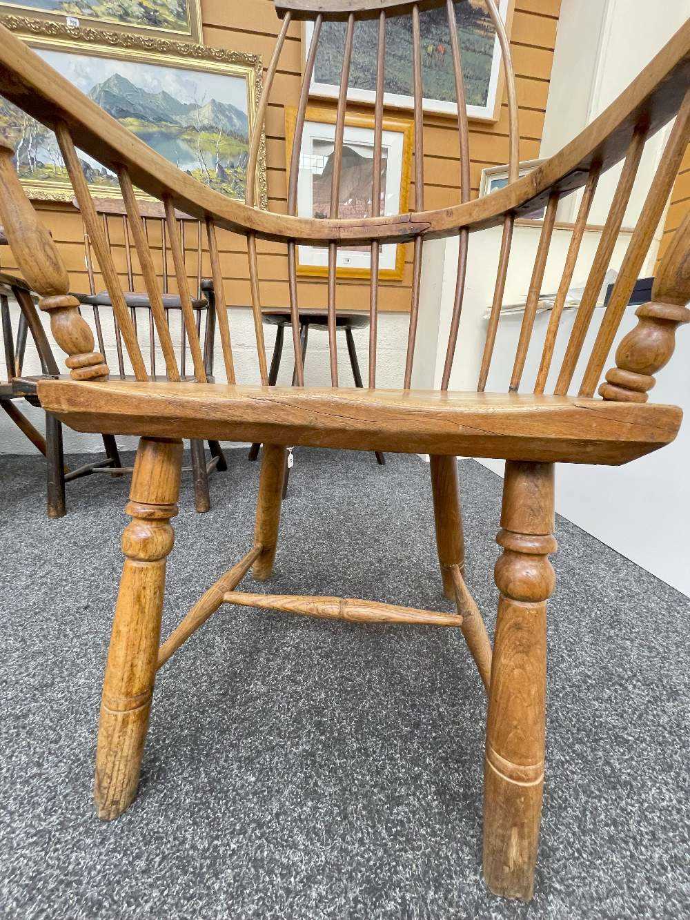 WELSH ELM AND ASH ARMCHAIR c. 1800, probably Swansea Valley, of 'lobster-pot' form, the back of - Image 45 of 46