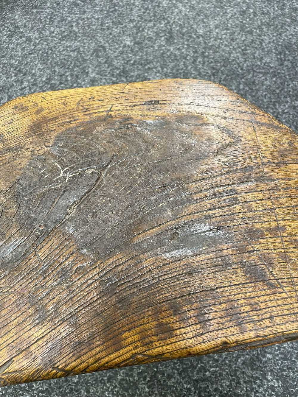 WELSH ASH MILKING STOOL, 19th Century, probably Carmarthenshire, the thick chamfered seat with - Image 4 of 14