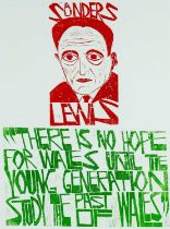 ‡ PAUL PETER PIECH (American-Welsh 1920-1996) three colour lithograph - quote from Welsh literary