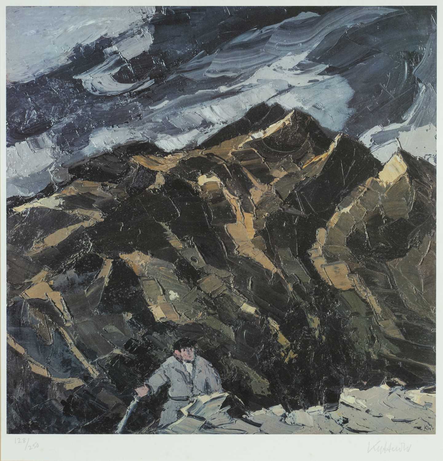 ‡ SIR KYFFIN WILLIAMS RA limited edition (128/250) print - 'Farmer Below Snowdon', fully signed in