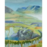 ‡ PIP KNIGHT-JONES (1933-2009) acrylic on canvas - entitled verso, 'Fron, Towards Snowdonia',