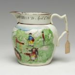 SWANSEA CAMBRIAN POTTERY NAPOLEON JUG circa 1815, printed and coloured with caricatures with