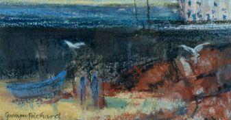 ‡ GWILYM PRICHARD (Welsh 1931-2015) pastel - entitled verso, 'Two Seagulls', signed, 15 x 29cms