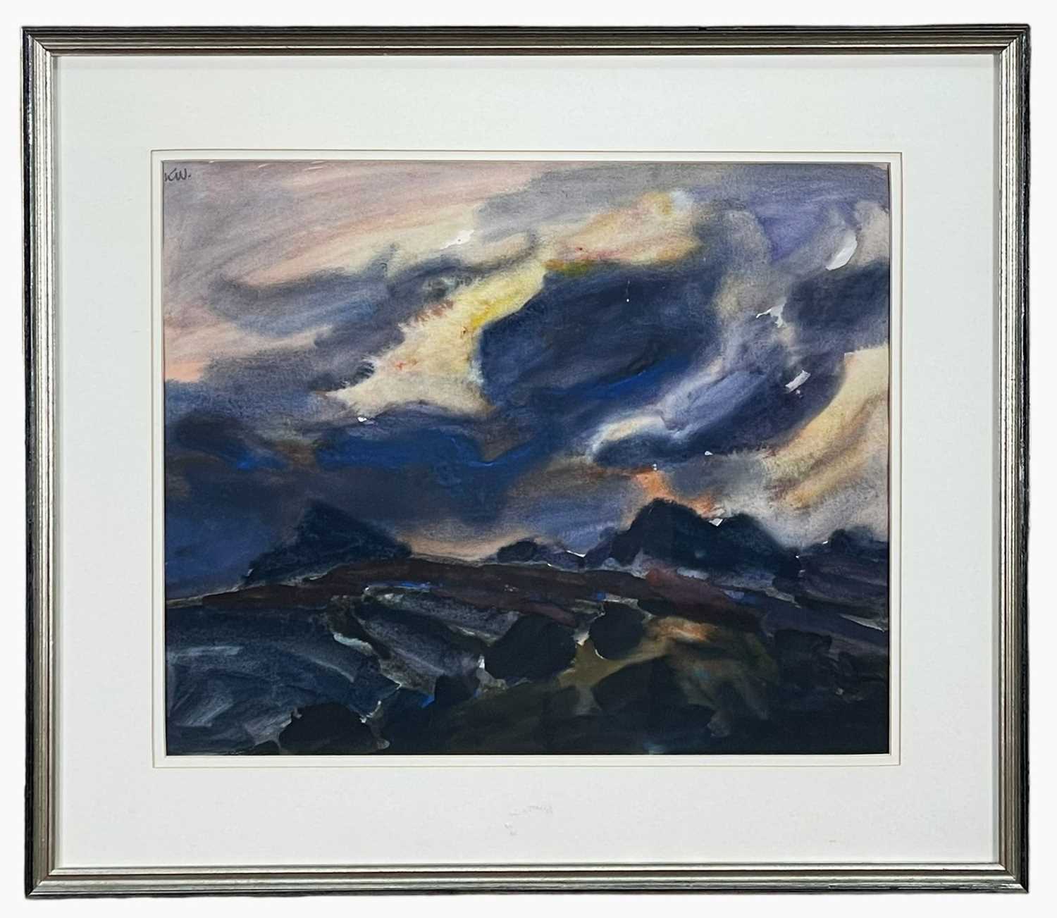 SIR KYFFIN WILLIAMS RA watercolour - entitled verso, 'Evening Storm', signed with initials, 39 x - Image 2 of 3