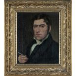 HUGH HUGHES (Welsh 1790–1863) oil on canvas - 1822 head and shoulders self-portrait, inscribed on