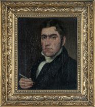 HUGH HUGHES (Welsh 1790–1863) oil on canvas - 1822 head and shoulders self-portrait, inscribed on