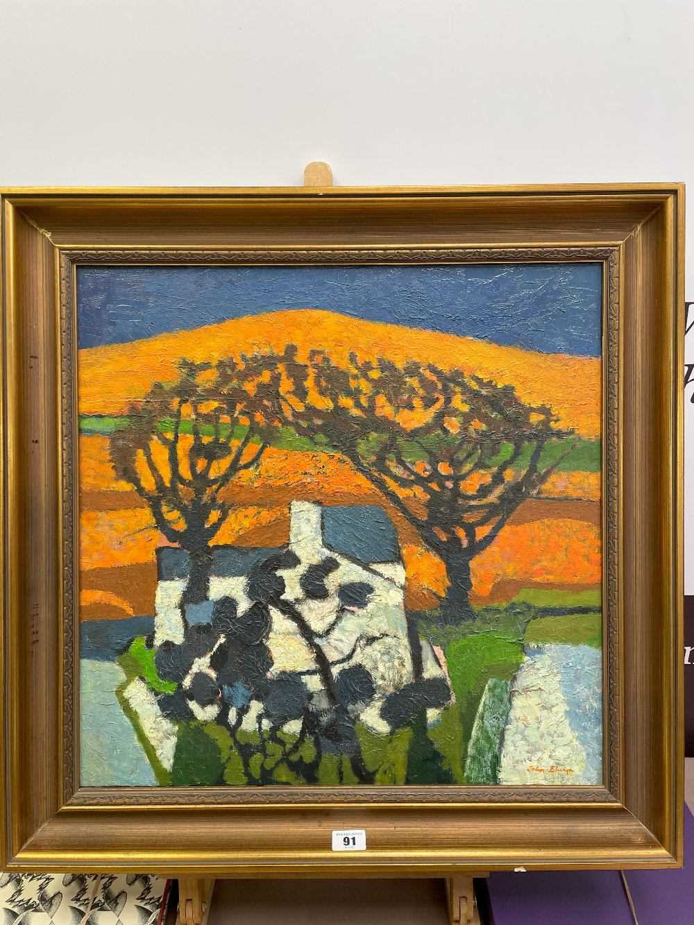 ‡ JOHN ELWYN (Welsh 1916-1997) oil on canvas - entitled verso, 'Welsh Landscape', signed, 50 x 50cms - Image 3 of 15