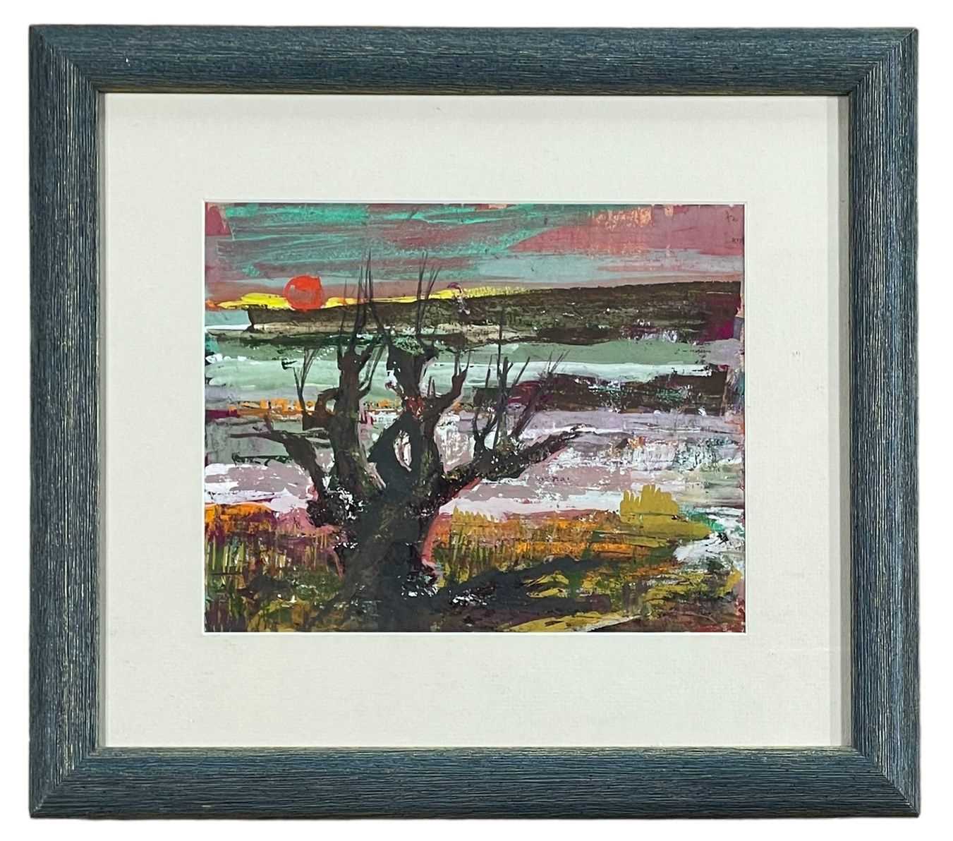 ‡ RAY HOWARD JONES (1903-1996) gouache on paper - winter sunset over a headland with tree, 20 x - Image 2 of 2