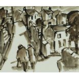 ‡ MIKE JONES (Welsh 1941-2022) inkwash on paper - entitled verso, 'Tyle Mount', signed, 21 x 26cms