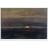 ‡ SIR KYFFIN WILLIAMS RA signed colour print - coastal sunset, fully signed in pencil, 36 x 54cms