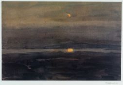 ‡ SIR KYFFIN WILLIAMS RA signed colour print - coastal sunset, fully signed in pencil, 36 x 54cms