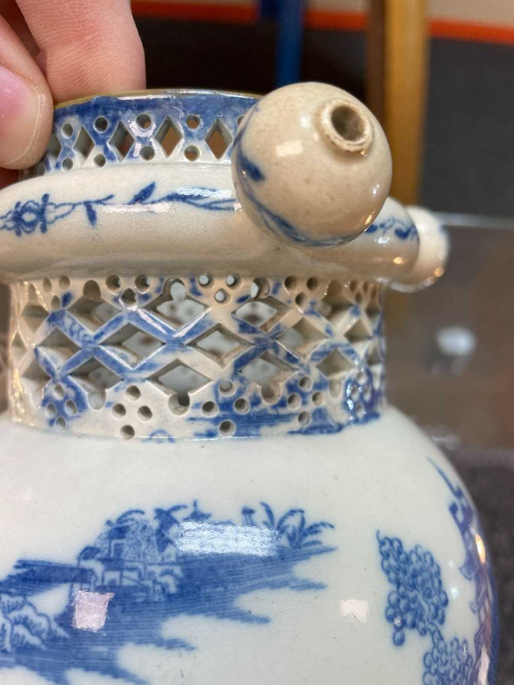 SWANSEA CAMBRIAN PEARLWARE PUZZLE JUG circa 1810, printed in blue with the 'Longbridge' pattern, - Image 5 of 20