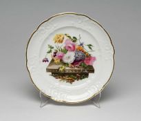 NANTGARW PORCELAIN DESSERT PLATE circa 1813-1820, painted by Moses Webster, with full blown summer