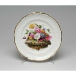 NANTGARW PORCELAIN DESSERT PLATE circa 1813-1820, painted by Moses Webster, with full blown summer