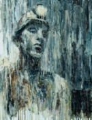 ‡ CARL MELEGARI (Welsh b.1958) oil on canvas - entitled verso, 'Miner 1' on Kooywood Gallery