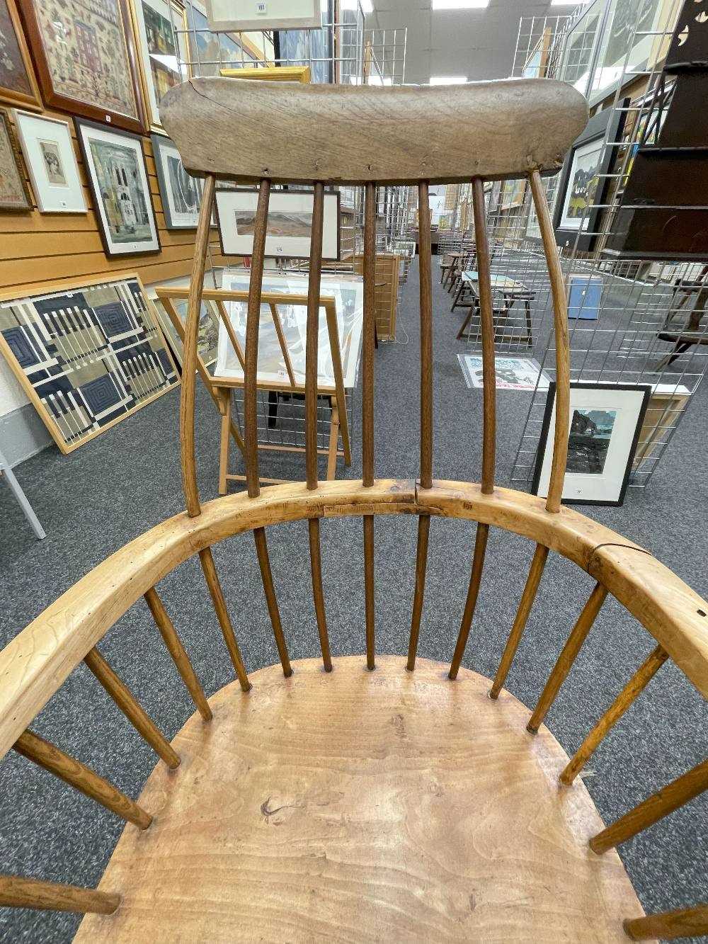 WELSH ELM AND ASH ARMCHAIR c. 1800, probably Swansea Valley, of 'lobster-pot' form, the back of - Image 4 of 46