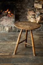 OAK AND ASH CRICKET TABLE, late 18th C., believed Welsh, oak and ash, circular top raised on three