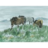 ‡ SIR KYFFIN WILLIAMS RA pencil and watercolour - entitled verso, 'Ponies in Anglesey', signed