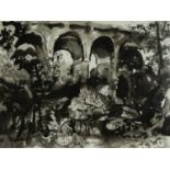 ‡ LESLIE MOORE (Welsh 1913-1976) ink and wash - Porthkerry Viaduct, Barry, signed and dated 1975/