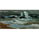 ‡ DONALD MCINTYRE (1923-2009) acrylic - entitled verso, 'Storm, Port Eynon No.2' on Thackeray