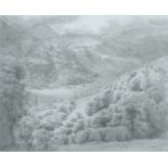 ‡ DAVID WOODFORD (b.1938) pencil and wash - entitled verso, 'Nant Gwynant, Under Crib Goch', signed,