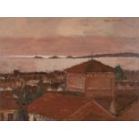 ‡ GORDON STUART (1924-2015) oil on paper - view of Swansea Bay from the late artist's home,