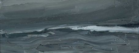 ‡ SIR KYFFIN WILLIAMS RA oil on canvas - entitled verso, 'Rough Sea off Llanddwyn', signed with