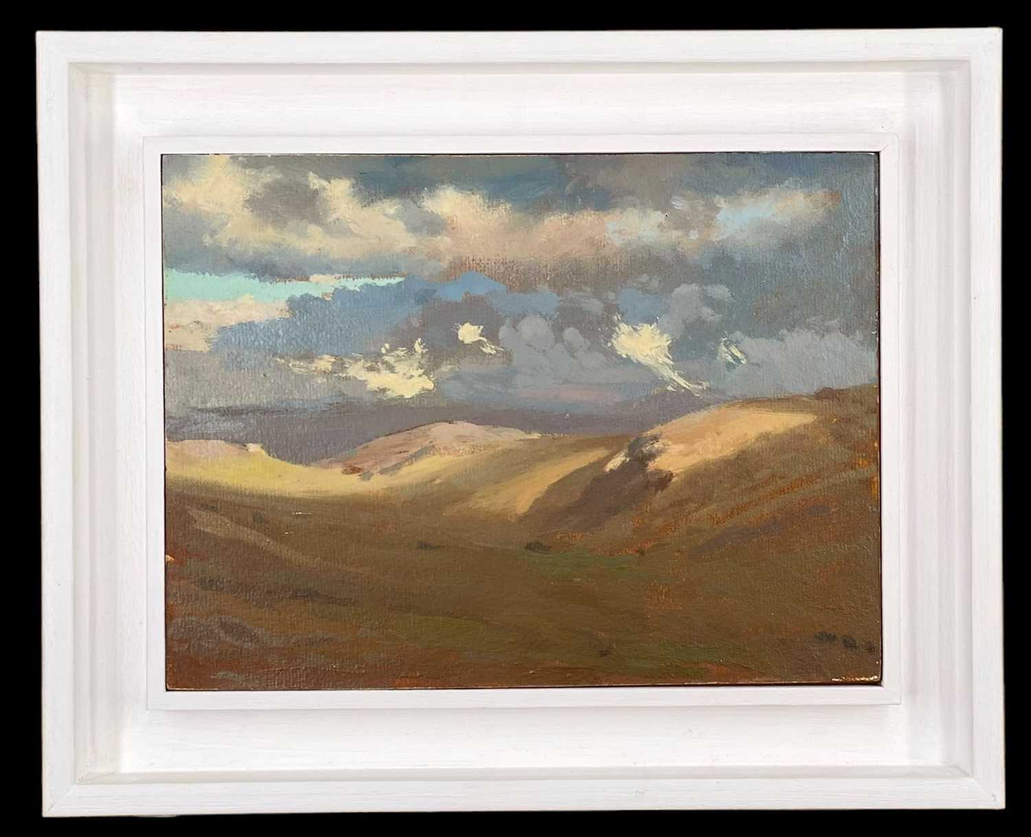 ‡ DAVID WOODFORD (b.1938) oil on board - Eryri (Snowdonia) landscape with clouds, 18 x 23.5cms - Image 2 of 2