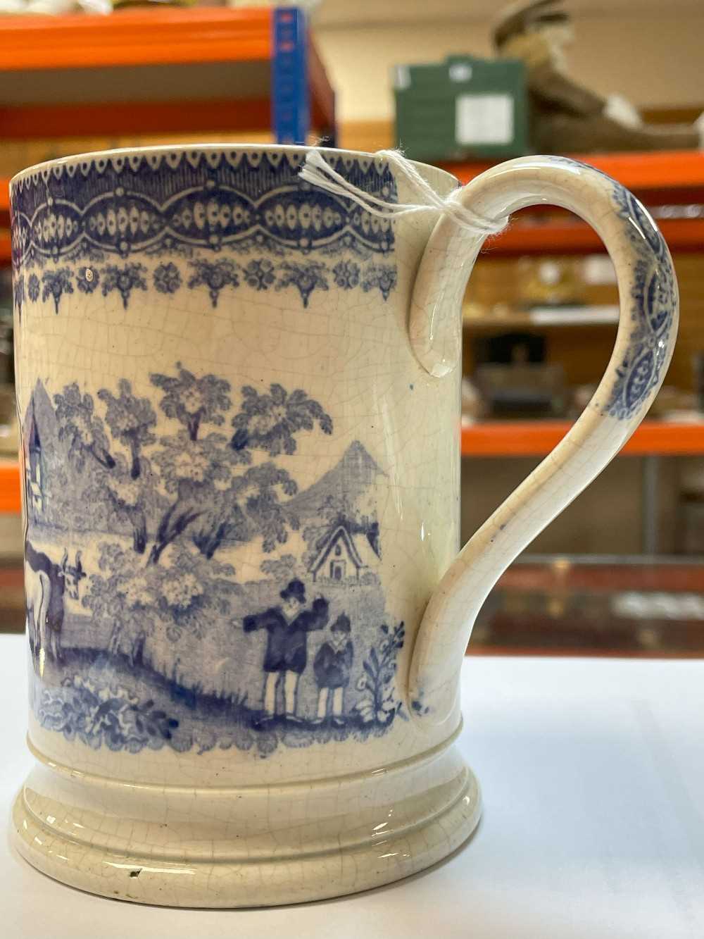 SWANSEA 'NAMED' BLUE & WHITE TANKARD printed in black with cartouche 'John Price Llanwrtyd' reserved - Image 11 of 14