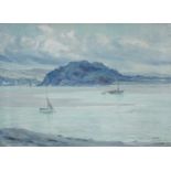 ‡ ROBERT FOWLER (1853-1926) oil on canvas - sailing boats on the Conwy estuary from Deganwy, signed,