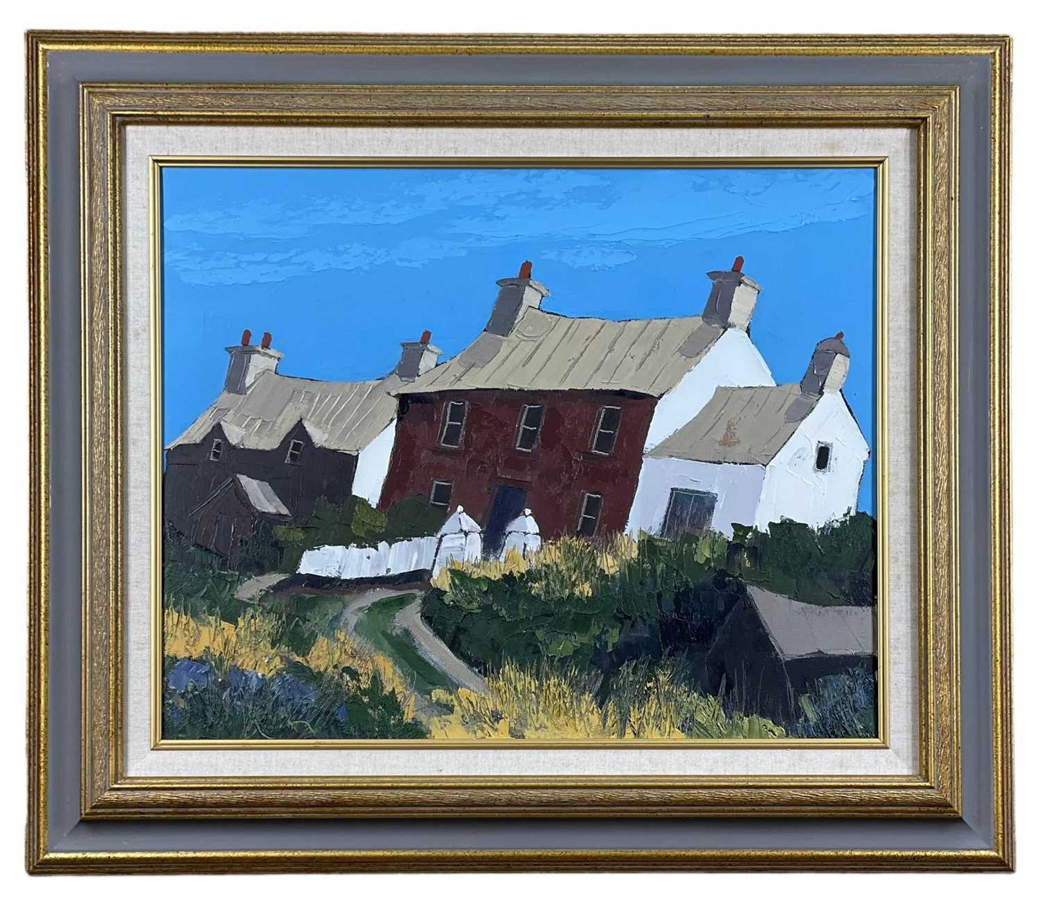 ‡ WYNNE JENKINS (Welsh, 1937 - 2019) oil on canvas - entitled verso, 'Tai Glan Mor, Abereiddy' - Image 2 of 2