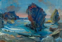 ‡ RAY HOWARD JONES (1903-1996) gouache on paper - entitled verso, 'Marloes Coast, Pembrokeshire',