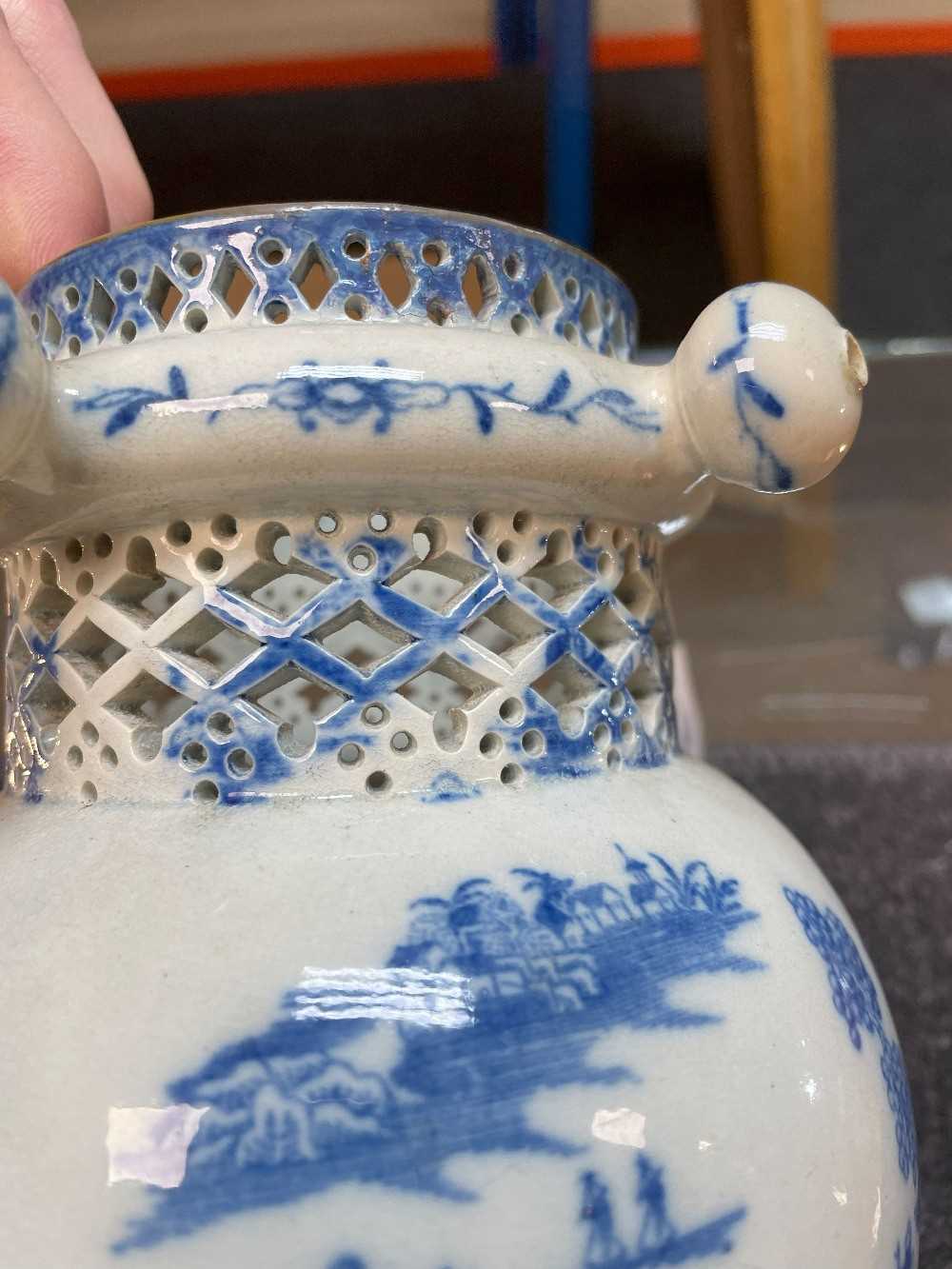 SWANSEA CAMBRIAN PEARLWARE PUZZLE JUG circa 1810, printed in blue with the 'Longbridge' pattern, - Image 7 of 20