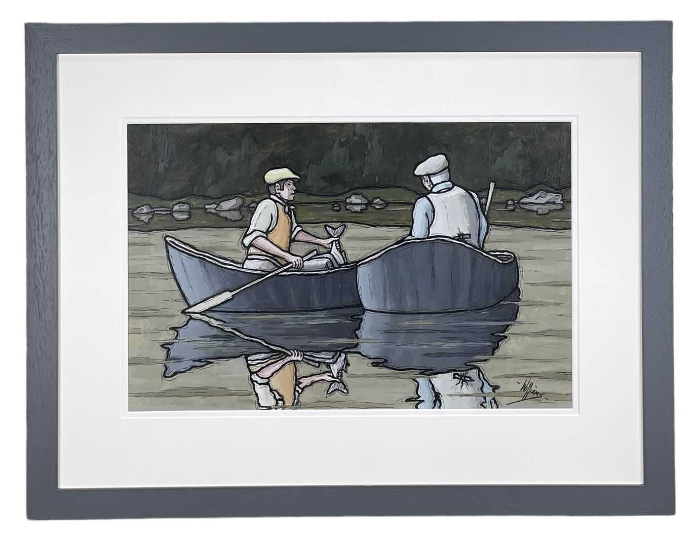 ALAN WILLIAMS (Welsh Contemporary) acrylic - entitled verso, 'The Catch', signed, 33 x 50cms - Image 2 of 2
