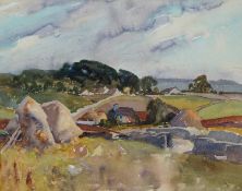 ‡ WILL EVANS (Welsh 1888-1957) watercolour - Gower landscape, believed Arthur's Stone and