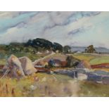 ‡ WILL EVANS (Welsh 1888-1957) watercolour - Gower landscape, believed Arthur's Stone and