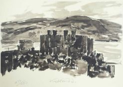 ‡ SIR KYFFIN WILLIAMS RA limited edition (432/500) print - Conwy castle, signed fully in pencil,